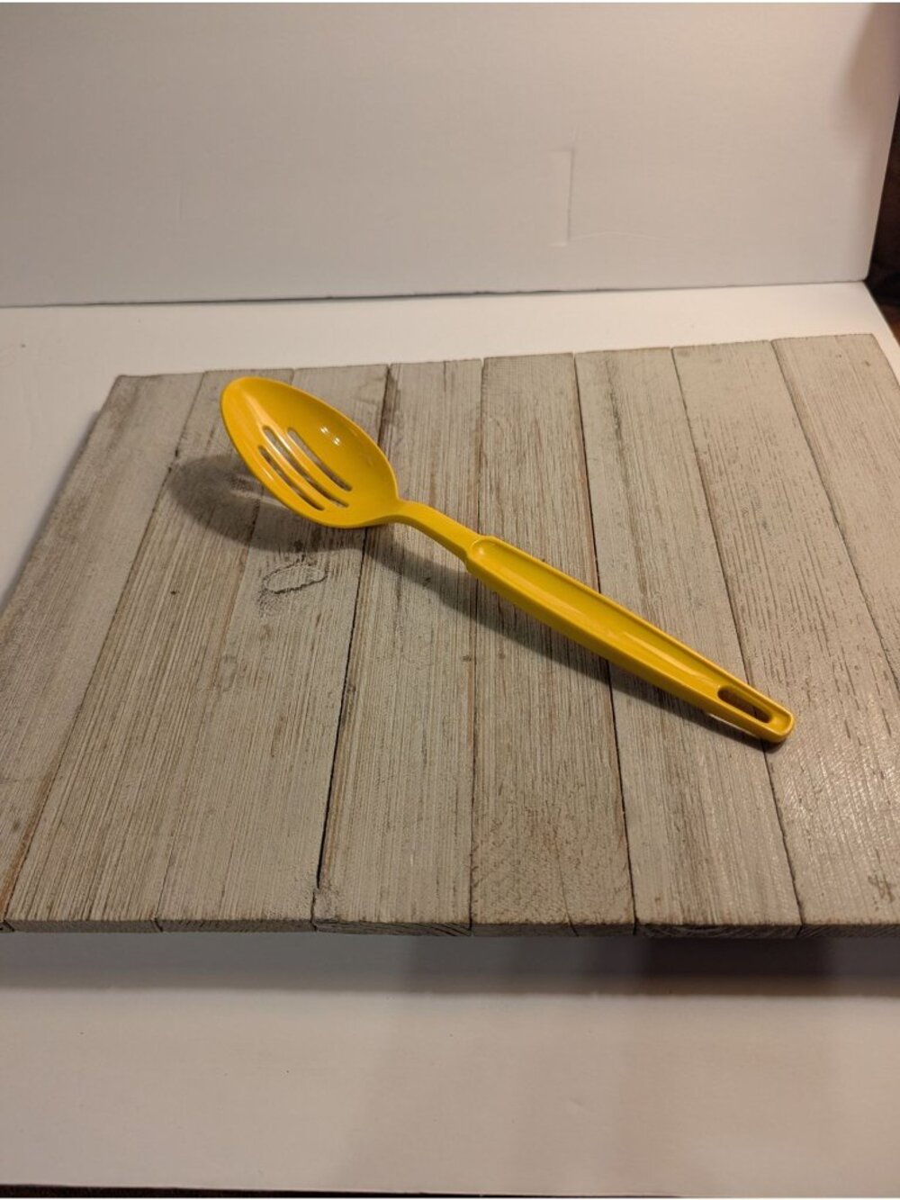 Ekco Slotted Serving Spoon Yellow Nylon Plastic 11" Vintage